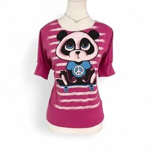 RockerGirl Y2K Twee Early 2000s Panda peace sign graphic Top perfe size small